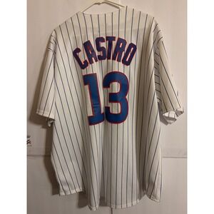 Starlin Castro Chicago Cubs Jersey Majestic Baseball Size XXL MLB Pinstripe